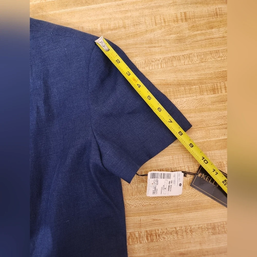 VTG KELLY GRAHAM 100% Linen Navy Blue Dress, size 6 - Picture 12 of 13